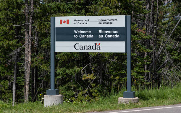 Canadian Border, Canada: July 1, 2018: Welcome To Canada Sign