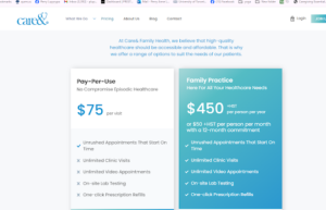 At care& in Toronto patients can sign up for $450 per person per year, or pay $75 per visit.