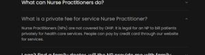 iHolistic website says because NPs are not covered by OHIP, they can bill patients privately.
